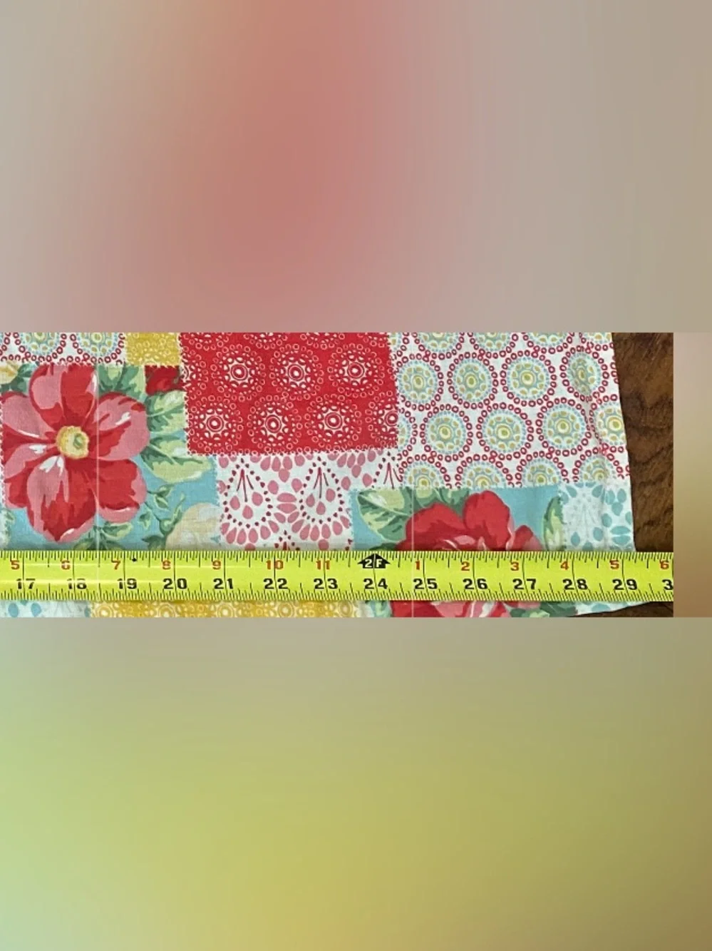 The Pioneer Woman Red Floral Patchwork Curtain Panel & New Kitchen Towel